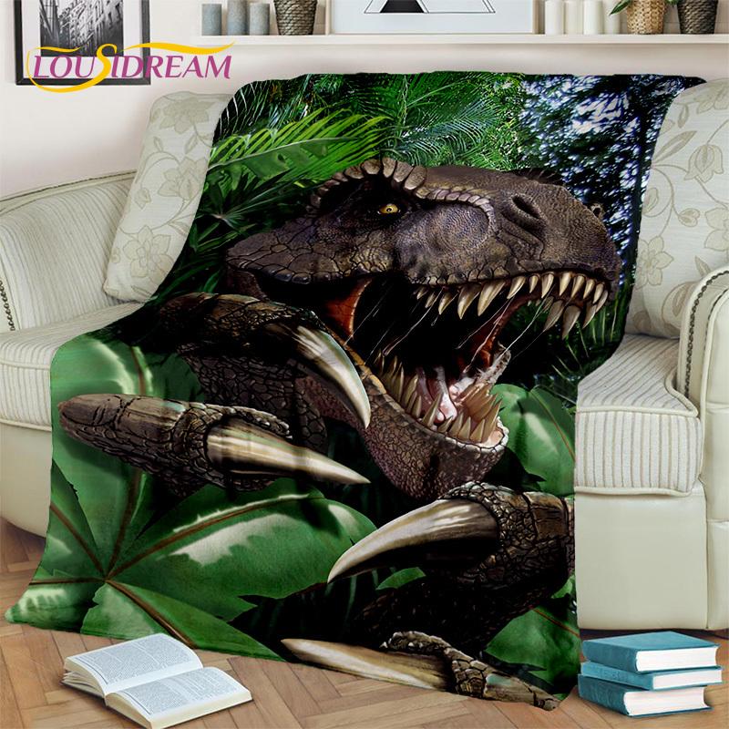 Jurassic Park Dinosaur 3D Cartoon Blanket,Flannel Throw Blanket for Home Bedroom Bed Sofa Picnic Office Hiking Leisure Nap Gift