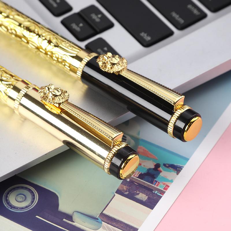 Luxury Metal Ballpoint Pen with Lion Pattern, 0.5mm Business Office Signature Pen, Smooth Writing
