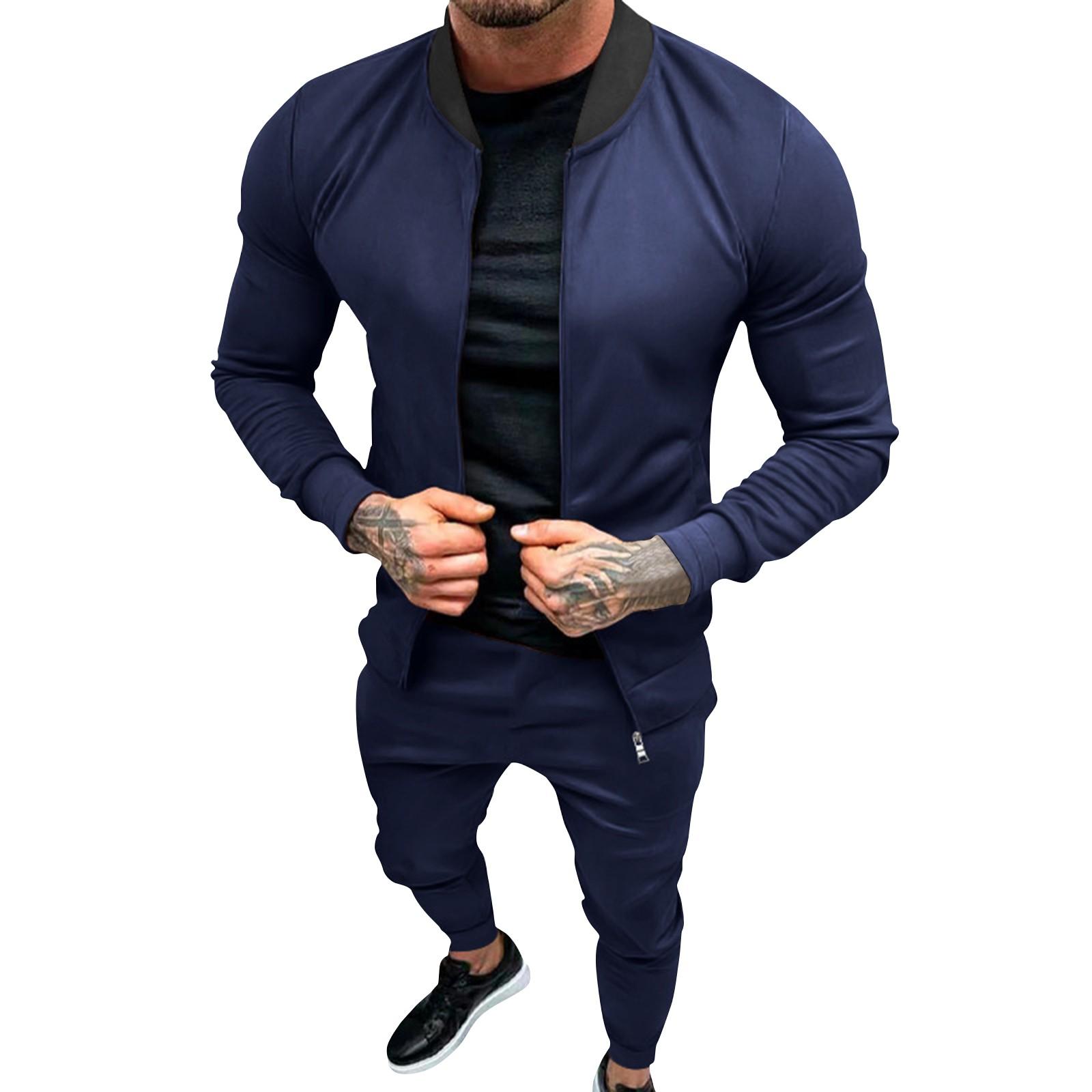 

Men s Winter Long-Sleeved Hoodie Hooded Sweatshirt Sports Pants Set Tops Cardigan Hooded Jacket Pants Set XXXL темно-синього кольору