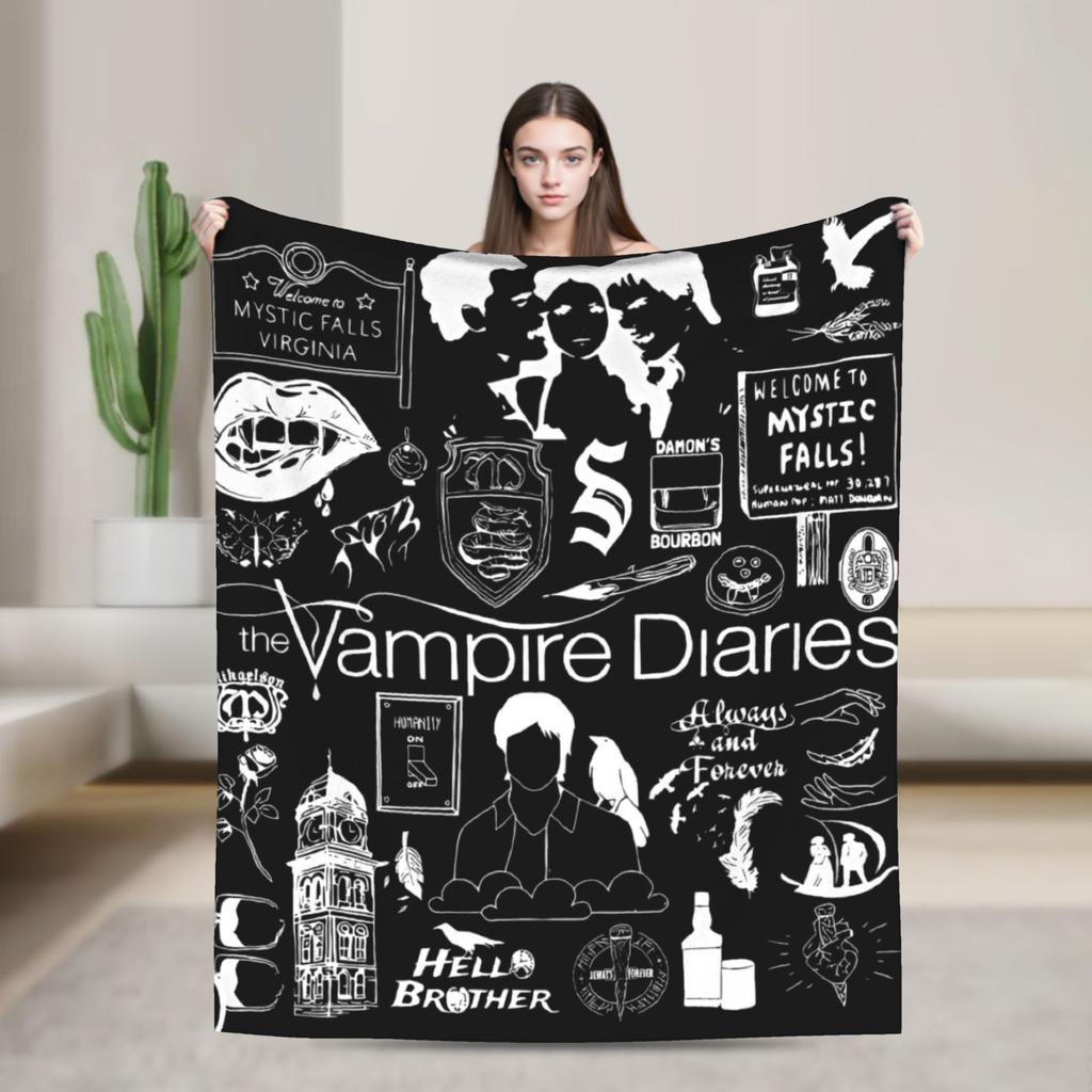 Vampire Diaries Damon Salvatore Blankets Velvet Spring/Autumn  Portable Warm Throw Blankets for Sofa Bedroom Bedspread