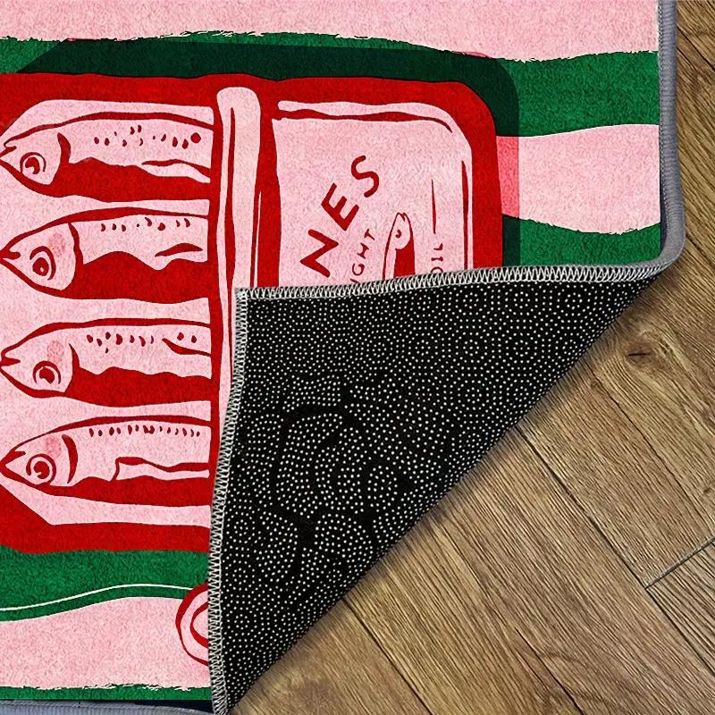 VIKAMA Sardine Can Pattern Doormat Insulating And Warm Entrance Hallway Mat Bathroom Shower Area Foot Mat Home Decor