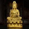 Feng Shui Buddha Copper South Sea Goddess of Mercy Statue Home Living Ornaments