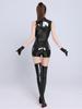 Sexy Pu Faux Leather Tube Bodysuit Elastic One Piece Thong Long Zipper Open Crotch Tight Wet Look Leotard Playsuit Sleeveless