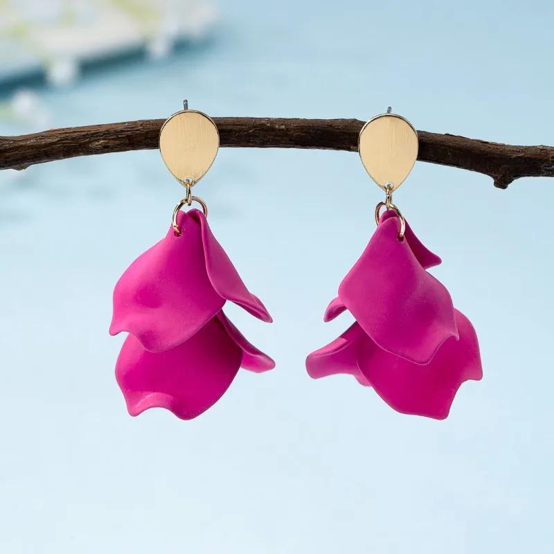 Bohemian Colorful Flower Earrings for Women  Petal Pendant Earrings Party Drop Earrrings Jewelry Y2k Accessories Bijoux