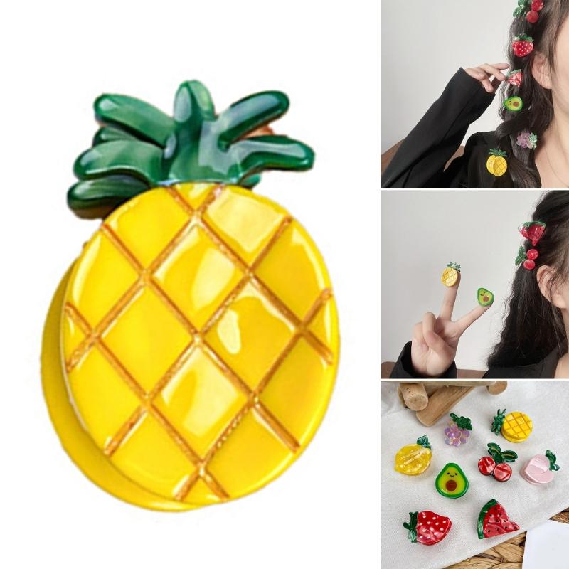 Internet Celebrity Taking Photo Side Bangs Hair Claw with Mini Fruit Shape Hair Catch for Woman Teens Braids Side Bangs
