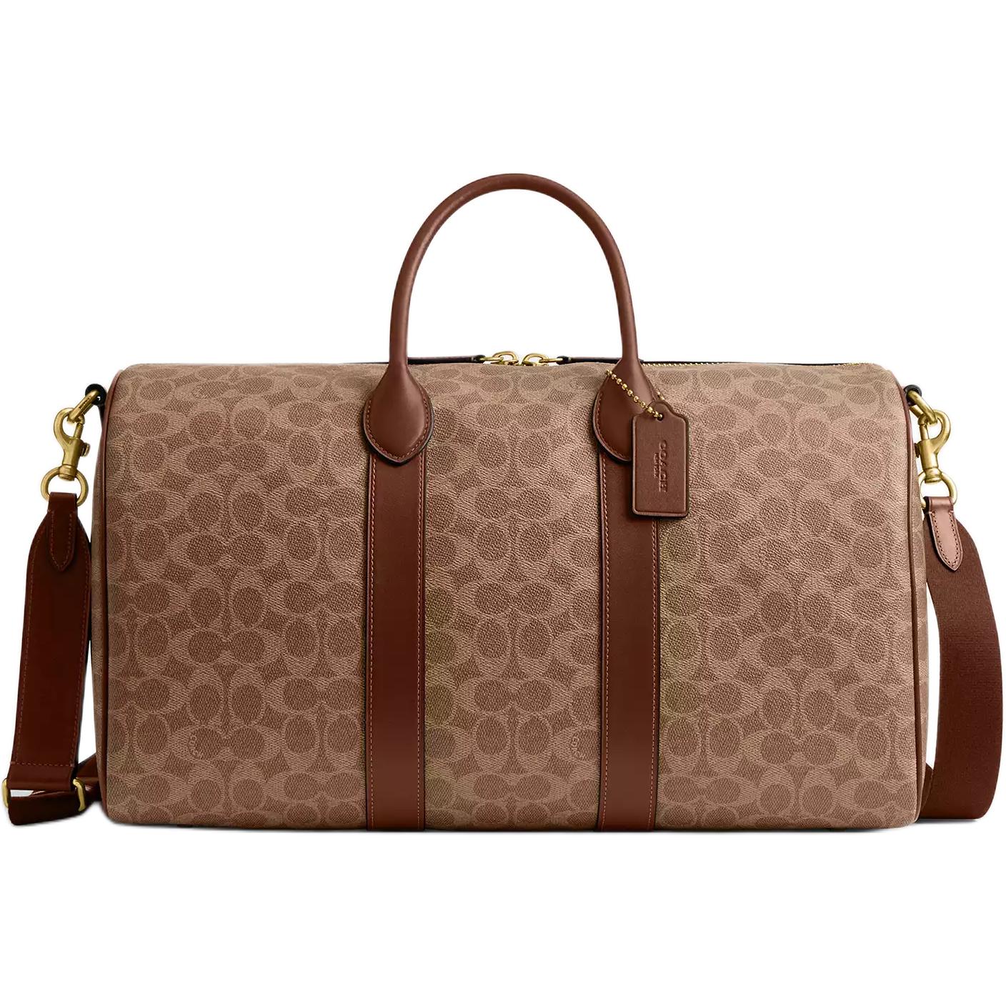 

Coach 35L Compass 45 Logo Classic Coated Canvas And Refined Calfskin Travel Bag Women travel bag Brown CCD90-XJ3 Brown
