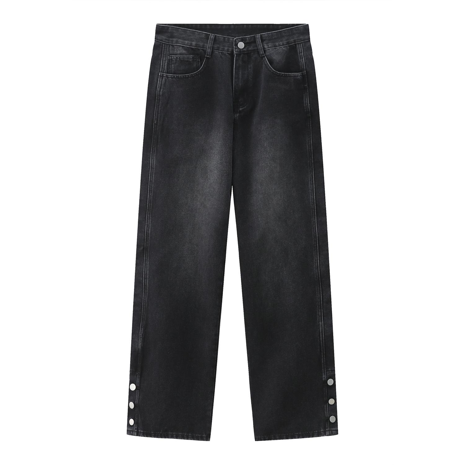 

Мужские осенние новые мужские джинсовые брюки с прямым рукавом, расклешенные микро-расклешенные брюки в стиле ретро, ​​корейские XL чёрный