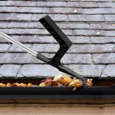 Extendable Gutter Cleaner Telescopic Splicing Pole Portable Gutter Cleaning Brush Anti-rust Durable Plastic Head