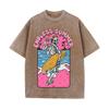 2026 Vintage Skeleton Surfer Endless Summer Graphic Black Acid Washed T Shirt Pink Beach Palm Tree Retro Cartoon Oversized Unise