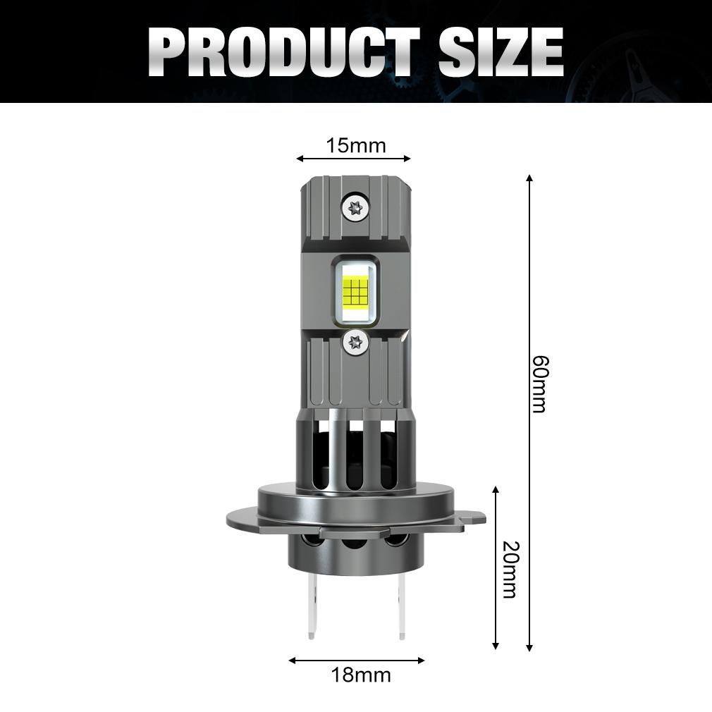 2Pcs H7 LED Powerful Headlight Bulbs Mini Wireless 100W 25000LM 6500K CSP for Car Headlamp Auto Diode Lamps H7 Turbo Led Automobile Play&Plug 12V