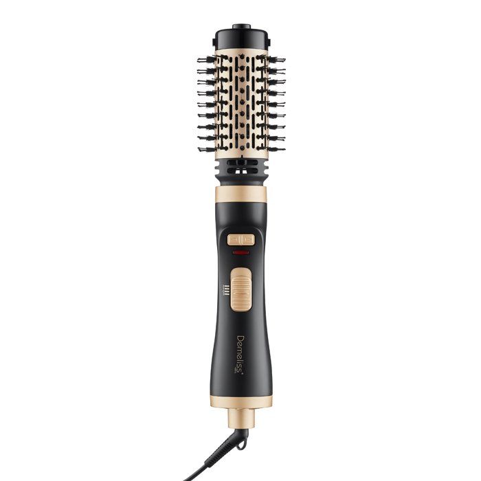 Rotating Blow-Drying Brush - SAINT ALGUE - Demeliss Salon Blow Brush - 1000 W - 2 Heads - 3 Temperatures - Black / Gold