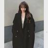 Women's Beige Wool Coat - Luxurious, High-End Celebrity Style, Thickened, Medium-Length