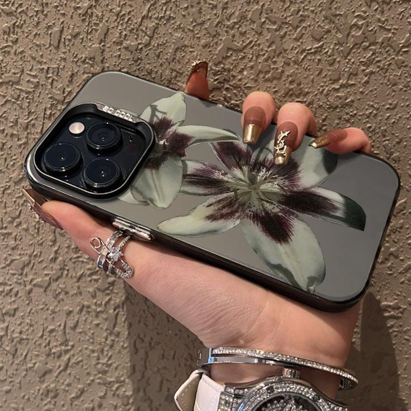 Oil Painting Lily Flower Retro Pattern Phone Case For iPhone 17 Air Pro Max 16 15 14 13 12 11 Pro 16 Plus Mini Shockproof Cover