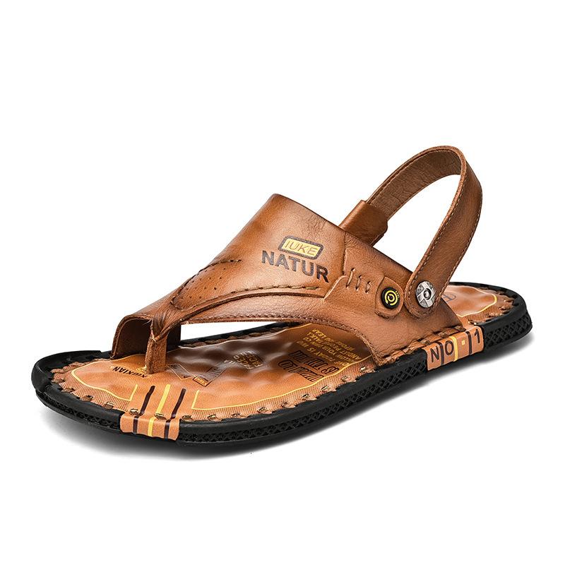 2025 first layer cowhide new sandals men's beach shoes summer cool slippers dual-purpose sandals comfortable men's sandals soft