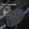 120W Araç Şarj Adaptörü 12V 24V 3 Soket Ayırıcı Çift USB LED Araç Hızlı Şarj Cihazı Telefon için