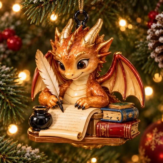 Fantasy dračí dekorace pro domácnost, Knihomolská ozdoba, Dračí ozdoby na stromek, Vánoční závěsná ozdoba, Dekorace na krb, Akrylový gotický přívěsek,