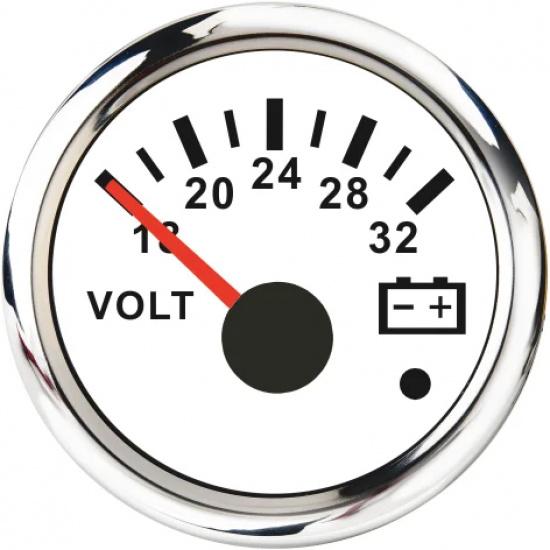 52mm Marine Voltmeter 8-16V 16-32V Volts Gauge For Caravan Car Boat Motorcycle Volt Meter Gauge With Alarm Red backlight 12V 24V