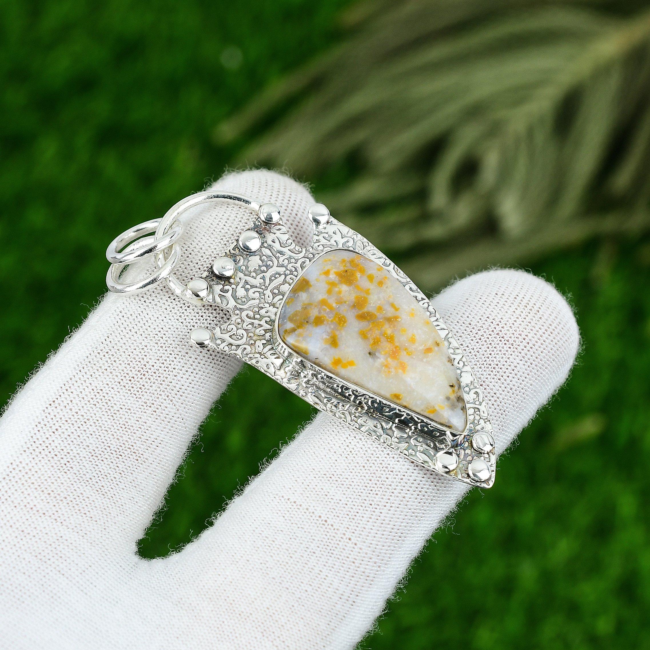 

Sisters Day Deal Natural Polka Dot Agate New Pendant Jewelry 925 Sterling Silver