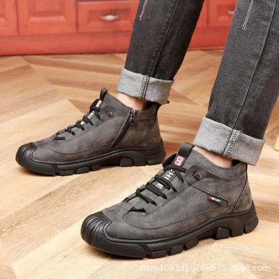 Winter Outdoor Cold-proof Walking Trainers Genuine Leather Snow Boots Men Anti-skid Thick Wool Booties Male Non-slip Warm Shoes
