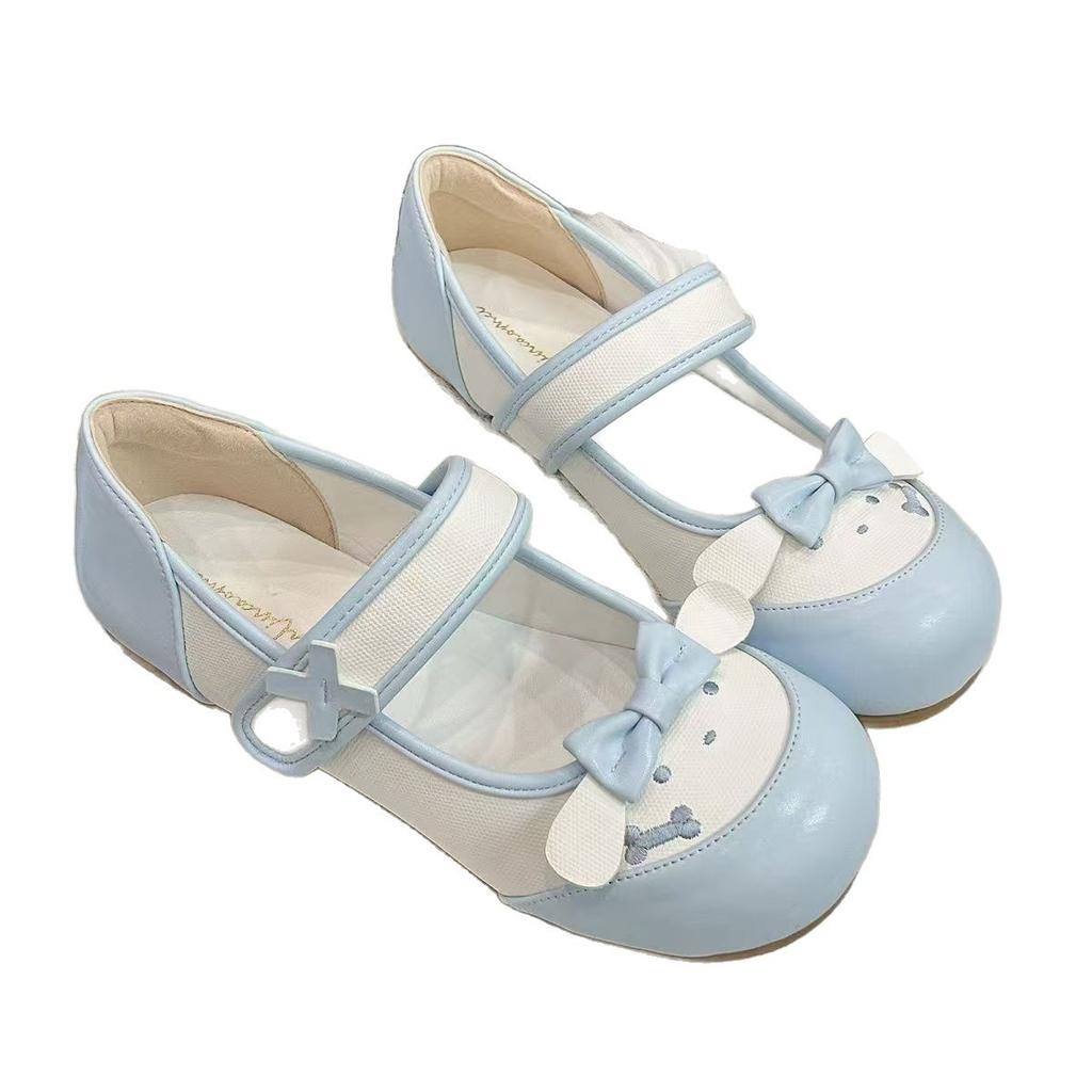 Lolita cute bow small leather shoes autumn new Japanese thick heel soft cute single shoes high heels