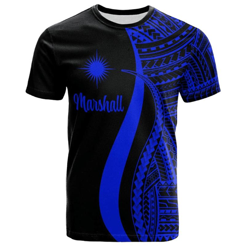FSM Marshall Islands National IndependenceDay 3D Printing T Shirt The Republic-of Marshall Islands Flag Graphic Shorts Sleeves