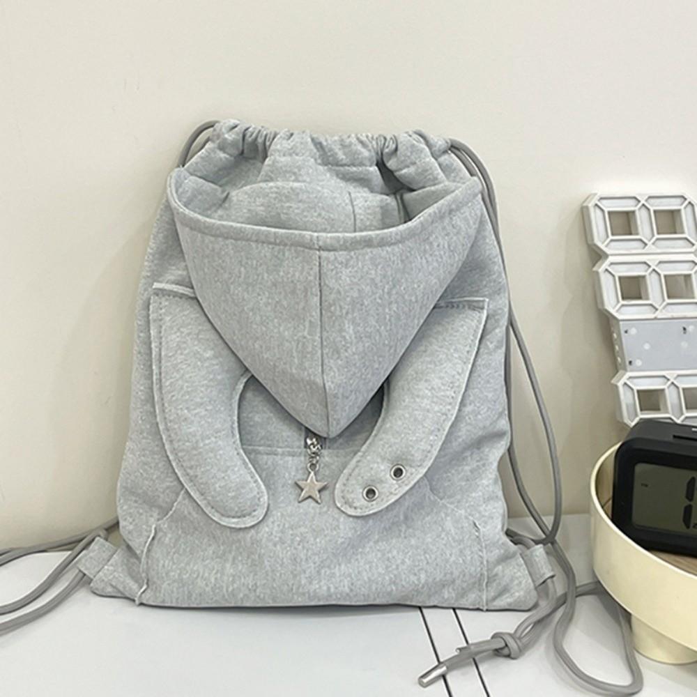 Large Capacity Hoodie Design Schoolbag Ox Horn Drawstring Bag Simple Hooded Backpack Gift