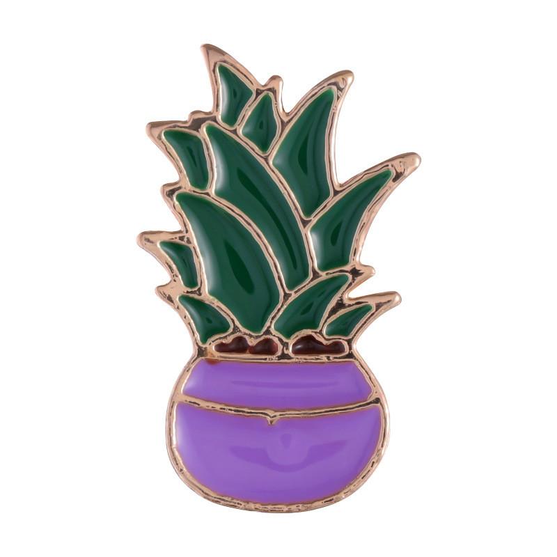 Charming Cartoon Mini Cactus Plant Brooch Alloy Badge For Fashionable Clothing Accessories