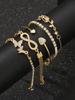 5pcs Fashionable, Simple, Delicate, Elegant, Heart, Flower, Tulip, Droplet Shaped Encrusted, Sparkling 8-Sign Hook Bracelet And Chain Bracelet Set