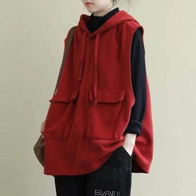 Women's Hooded Sweatshirt Vest Sleeveless Korean Fashion Sleeveless Cardigan Thin Streetwear Loose Leisure