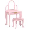 Children's Dressing Table with Mirror and Stool, Kids' Vanity, Makeup Vanity for Girls Ages 3-6 with Drawer, Pink