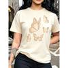 Women Crew Neck Short Sleeve T-shirt Gradient Butterfly Graphic Tee Casual Loose Daily Wear Ladies