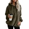 Women's Fashion Solid Colour Hooded Long Sleeve Zip Plush Sweatshirt Top