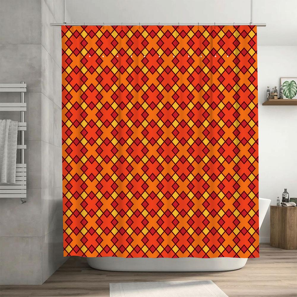 Vibrant Geometric Shower Curtain Waterproof Bath Decor Modern Floral Print Bathroom Accessories Home Decorative Fabric Shower Cl