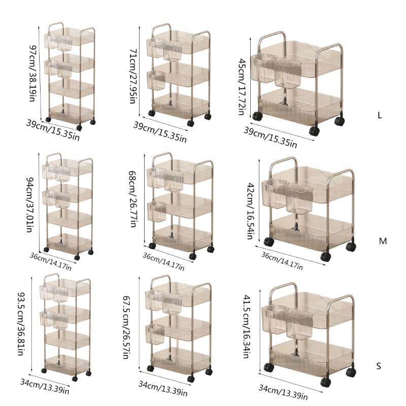 Multi Layer Clear Rolling Cosmetic Organizers Mobile Storage Cart For Bedroom Bathroom Makeup Essential