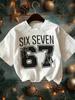 Kids Bow SIX SEVEN Graphic T-shirt with Number 67, Soft Cotton, Cute Casual Clothes for Boys and Girls K0126