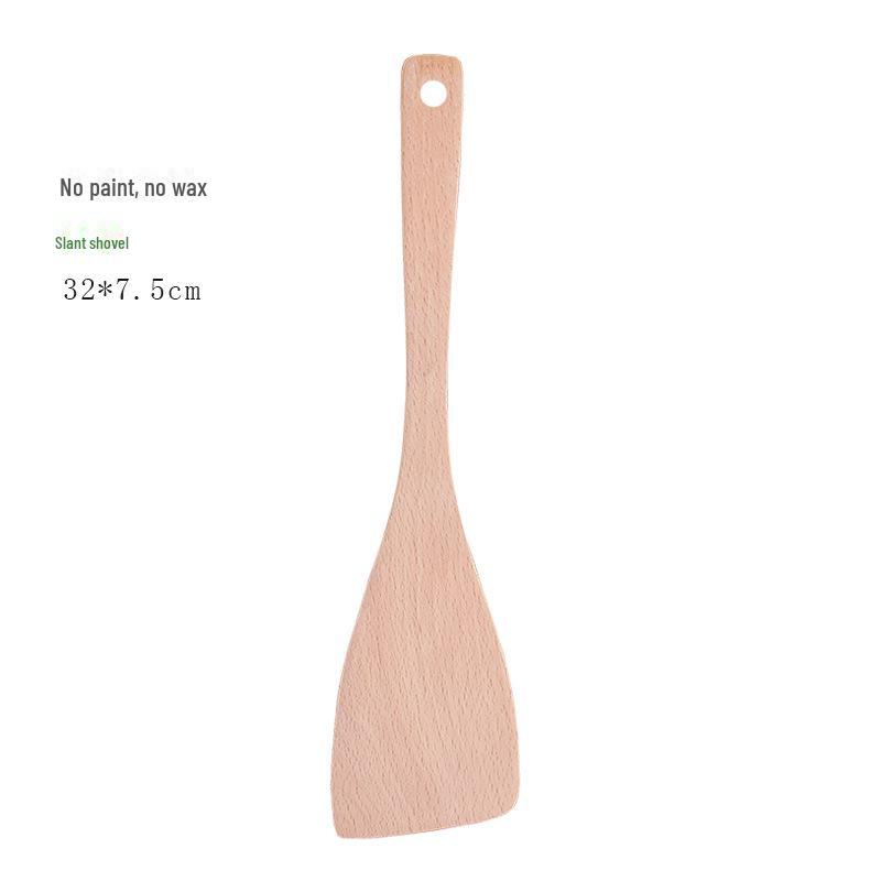 

Неокрашенный деревянный кухонный набор из лопатки и ложки с длинной ручкой и антипригарным покрытием для сковороды