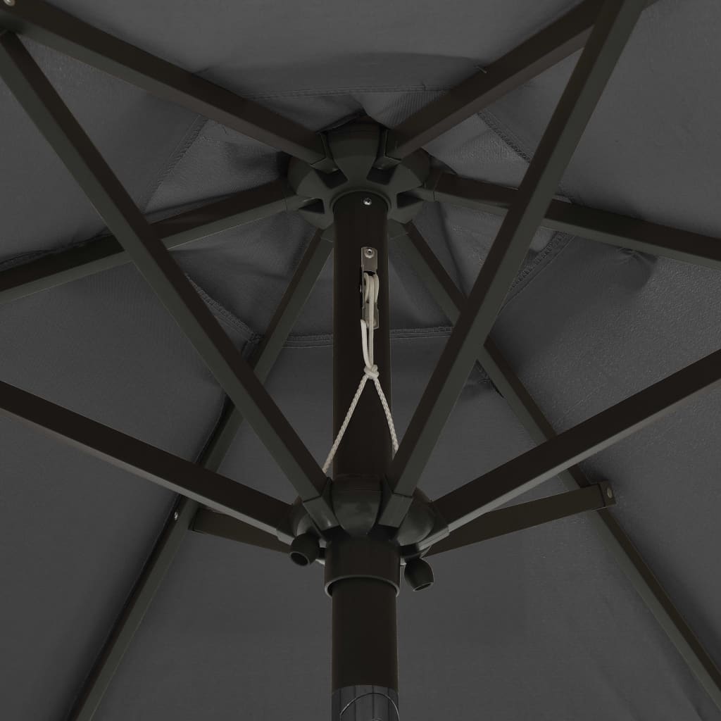 Anthracite LED Illuminated Sun Umbrella 200 X 211 Cm Aluminum Frame