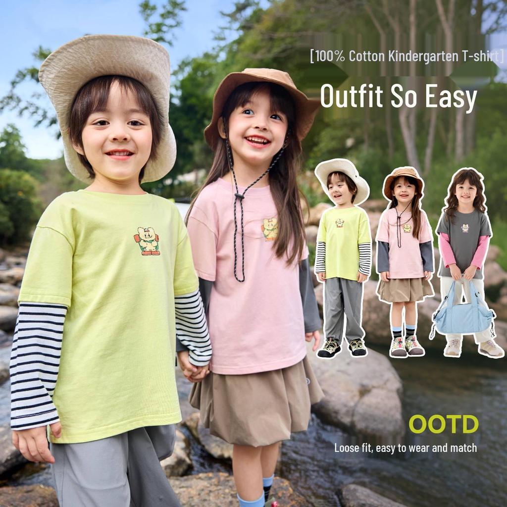 Dudu Family Kids Pure Cotton Two-Piece Style T-shirt - Trendy Spring Outfit for Boys & Girls