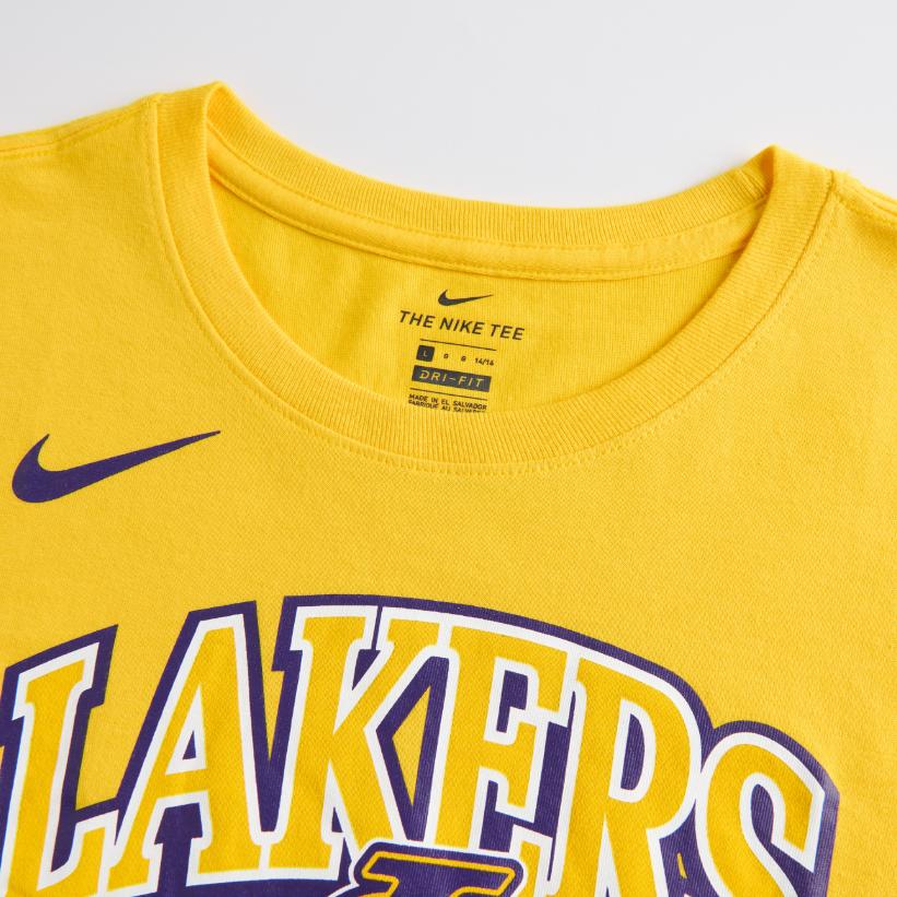 Nike NBA Collaboration Los Angeles Lakers Dri-Fit T-Shirt SS25 Casual Crew Neck Short Sleeve Kids Tops Yellow 3Z2B7BAYX-LAK