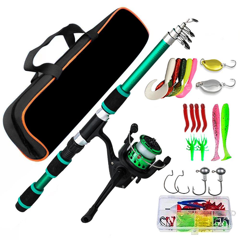 1.8M Spinning Fishing Rod and Reel Combo Telescopic Fishing Pole and Fishing Gear Set