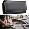 Black Horizontal Vegan Leather Phone Waist Bag For 6.3 Inch Mobile Phone Belt Pouch Portable Carry Holster Case