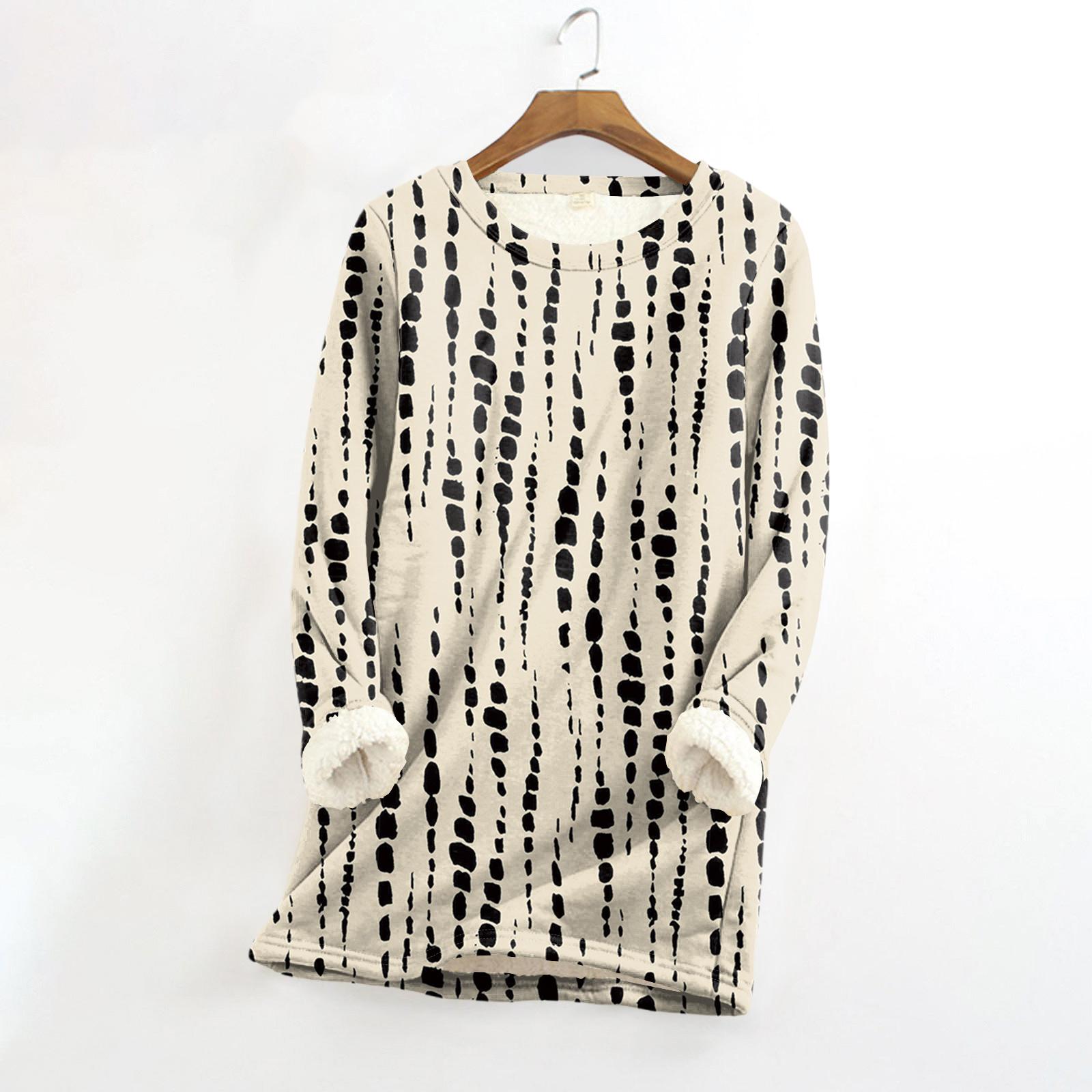 

Женский топ с круглым вырезом и принтом из утолщенного плюша и кашемира, теплый длинный топ XL