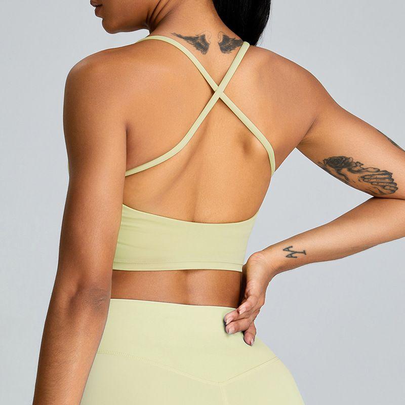 

Export Spring Sports Intimates Women s Sports Running Cross Beauty Back Yoga Vest Quick-Drying Gym Bra Tops Wild Mustard Yellow L