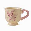 Retro Butterfly Ceramic Mug, Large-Capacity Breakfast Cup, High-Value Couple Water Cup, Home Office Female Gift