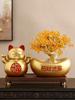 Lucky Cat piggy bank storage jar desktop decoration Resin cat animal sculpture Living room foyer home decor Housewarming gift