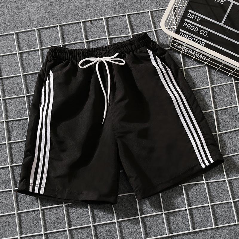 

Подростковые мужские летние свободные повседневные шорты средней длины в корейском стиле для спорта M чёрный