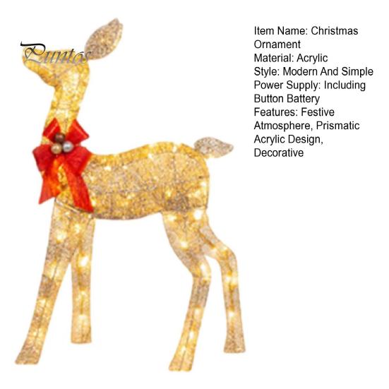 Prismatic Reindeer Figures for Christmas Acrylic Light, 2D Glowing Ornament with LED String Light-up Holiday Decorations Home Garden, Festive