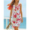 Floral Print U-neck Sleeveless Beach Vacation Mid Length Dress for Women Casual Dresses