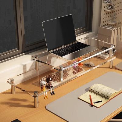 Acrylic Laptop Monitor Stand,Computer Riser Space-Saving,Clear Shelf - Ideal for Monitors,Laptops,Printers,Desktop Storage Decor