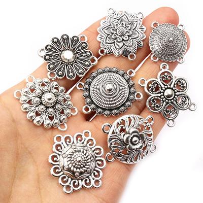 10pz Argento Antico Placcato Boho Vintage Fiore Connettore Charms Ciondolo Fai da Te Gioielli Fabbricazione Accessori Componenti